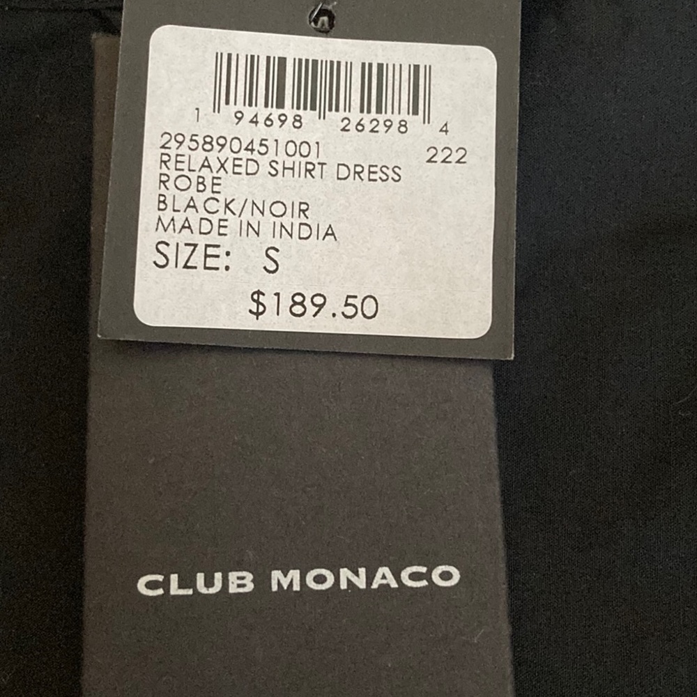 NWT Club Monaco Black Relaxed Shirt Dress Size S - Picture 11 of 14